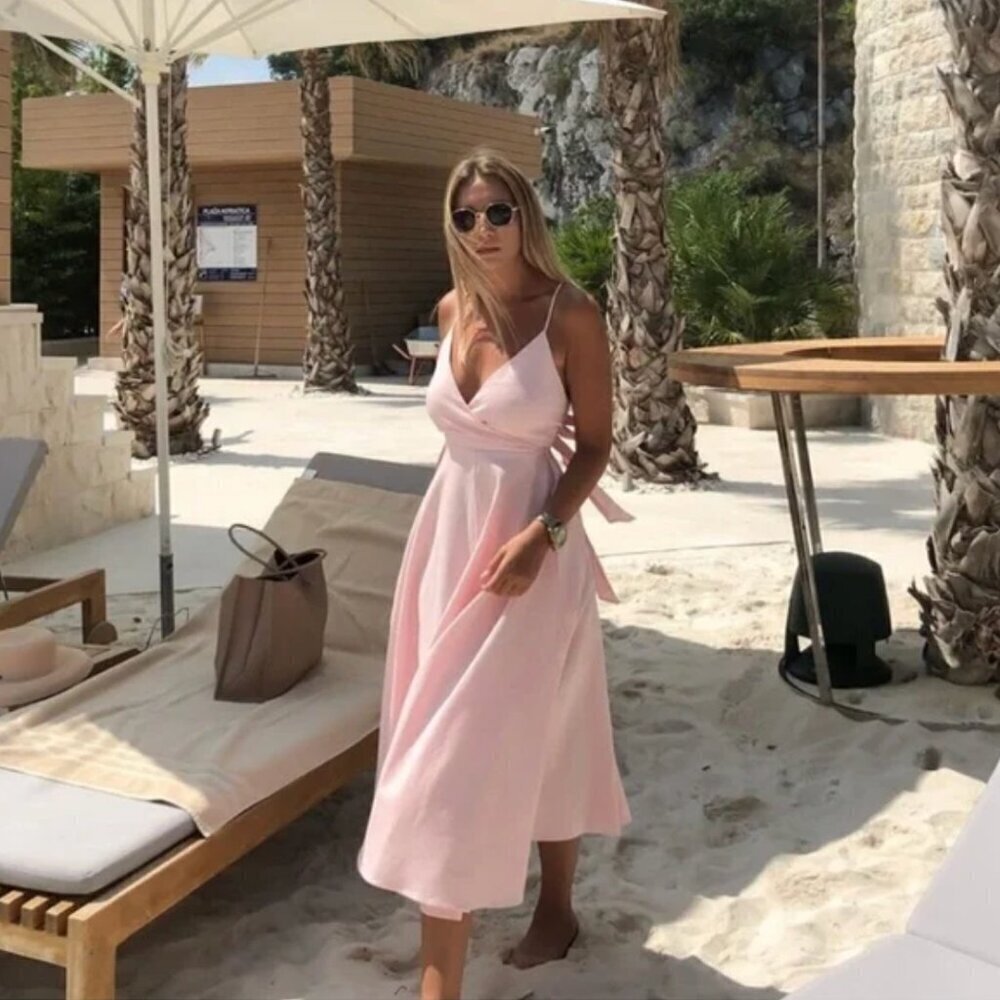 ZARA Pink Backless Summer Dress Size Medium NEW WITH TAG! - Picture 9 of 9